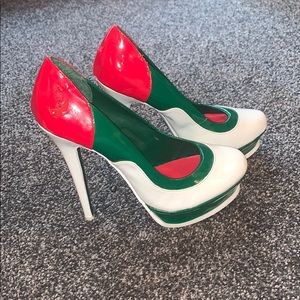 Shiekh Red, White, & Green Heels